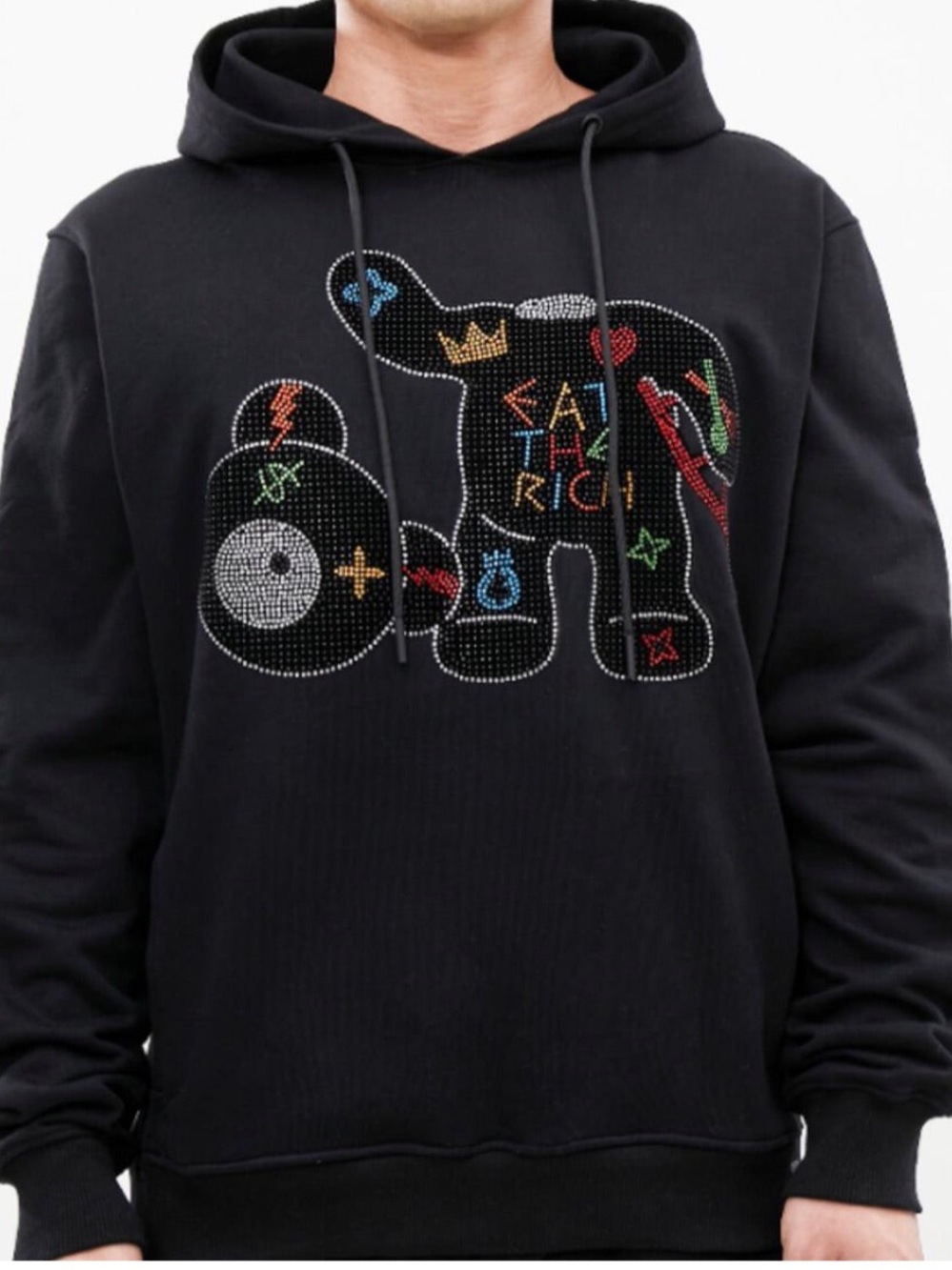 Roku Studio Purple “Eat The Rich” Rhinestone Graphic Hoodie